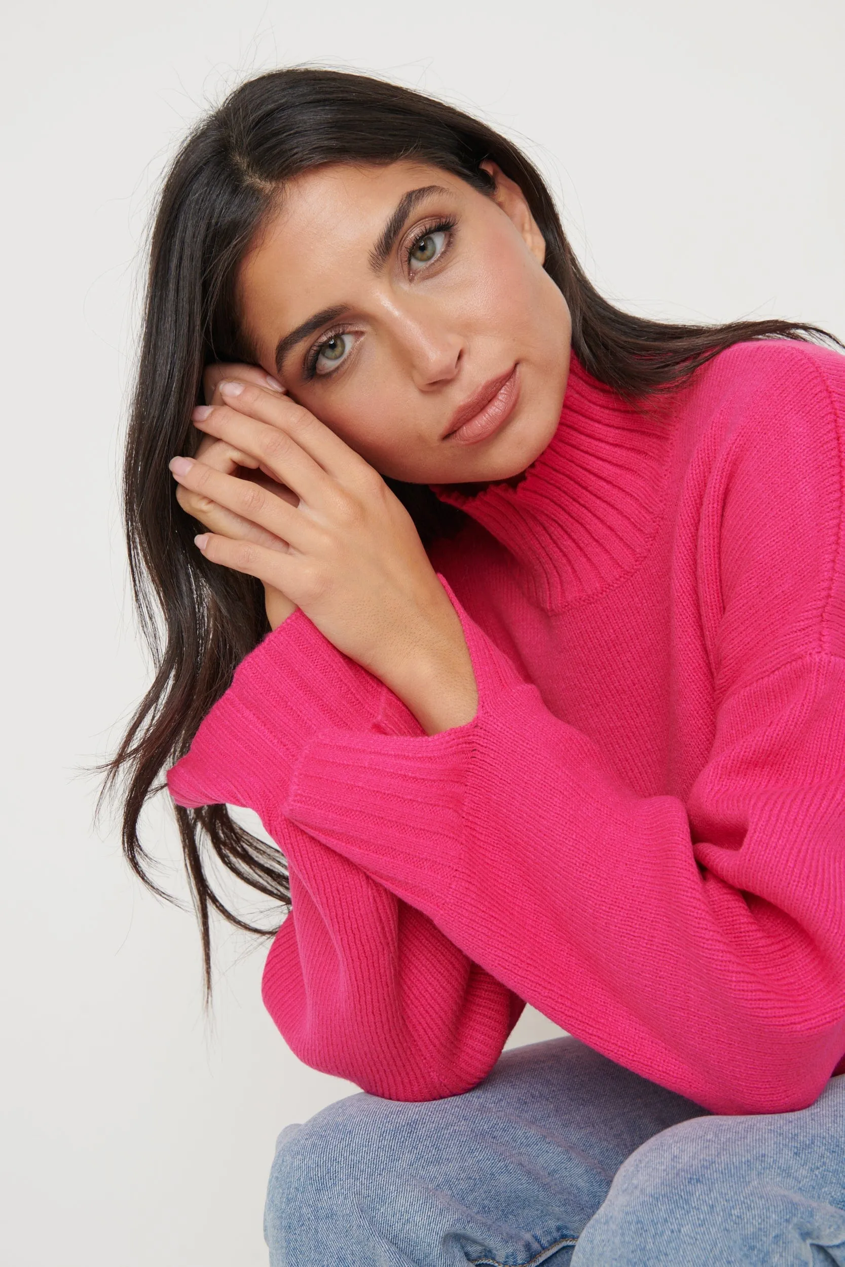 Amory Grown Neck Knit Jumper - Pink