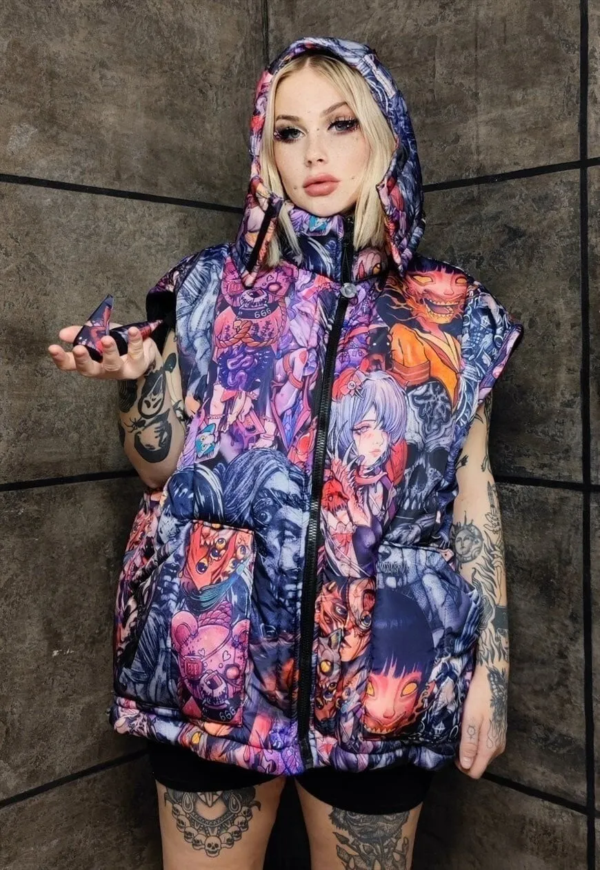 Anime bomber jacket handmade detachable japanese style puffer purple