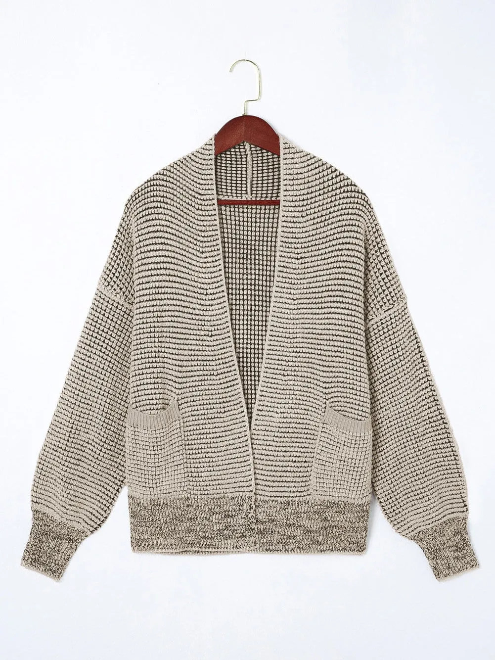 Apricot Oversized Collared Waffle Knit Cardigan