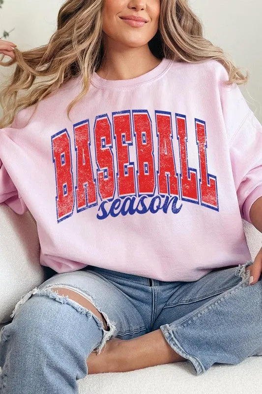 Baseball Oversized Graphic Fleece Sweatshirts