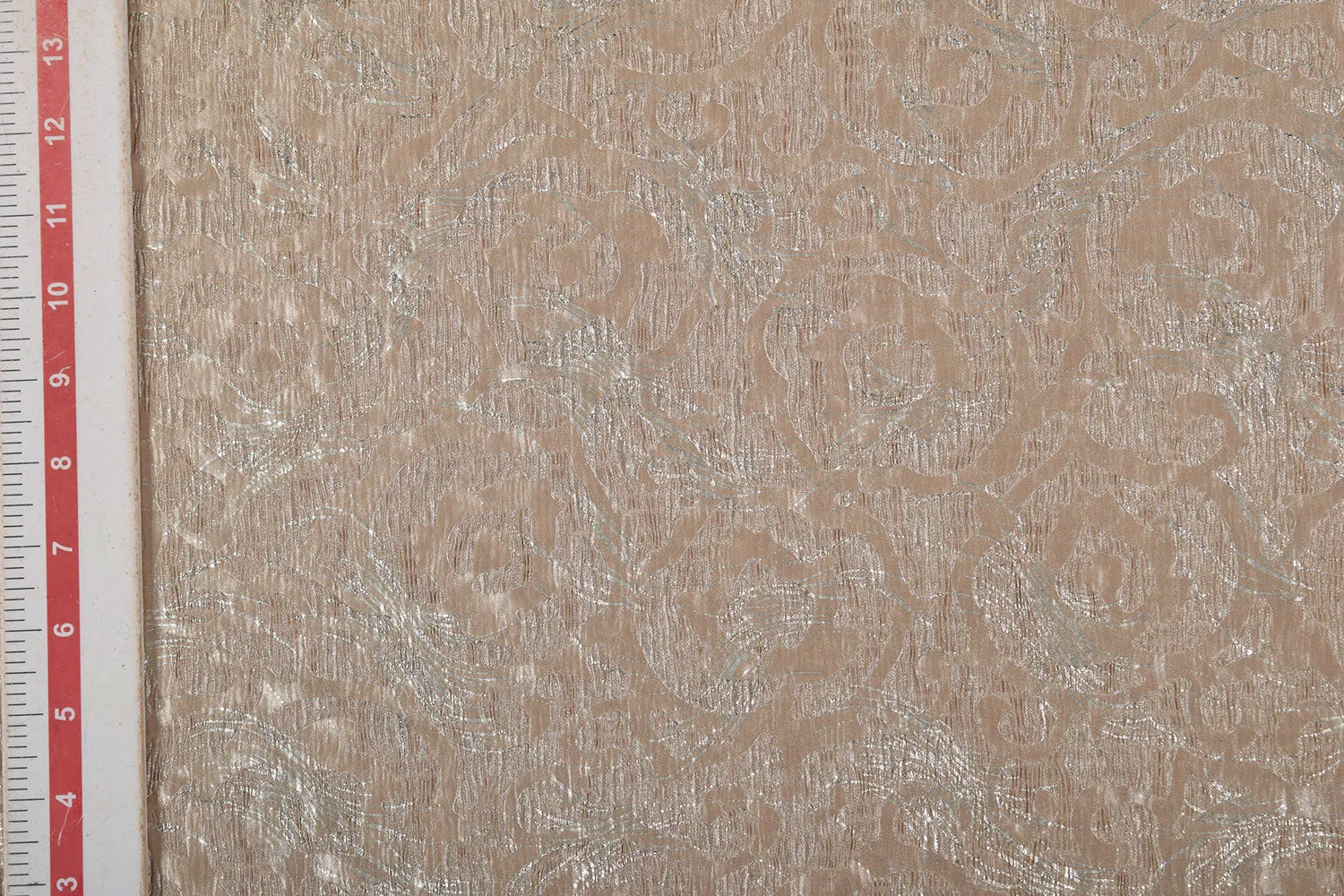 Beige Foil Printed Crushed Knit Fabric