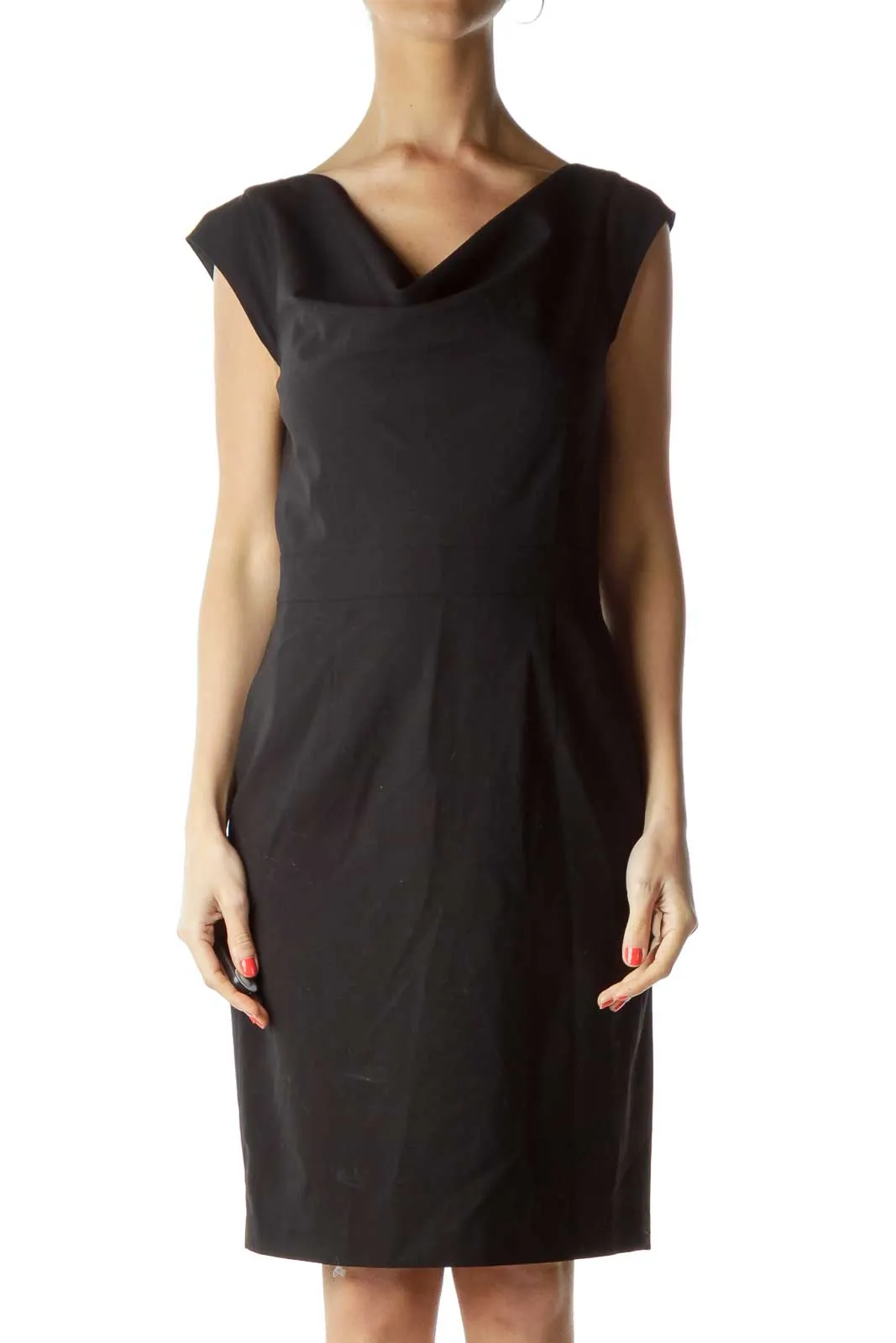 Black Cowl Neck Wool Dress