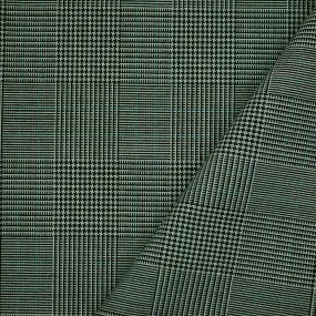 Black-Gray-Green Poly Wool Blend Glen Plaid Shirting Fabric