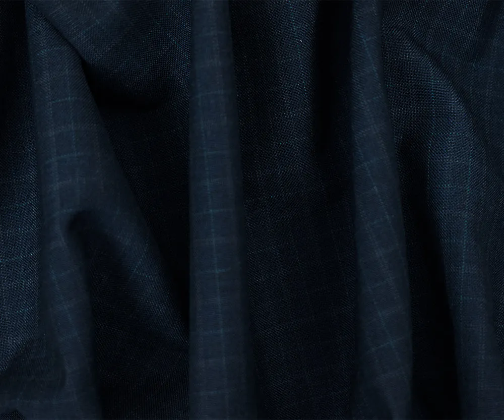 Black-Gray-Green Wool-Polyester Check Plaid Pattern Woven Shirting Fabric