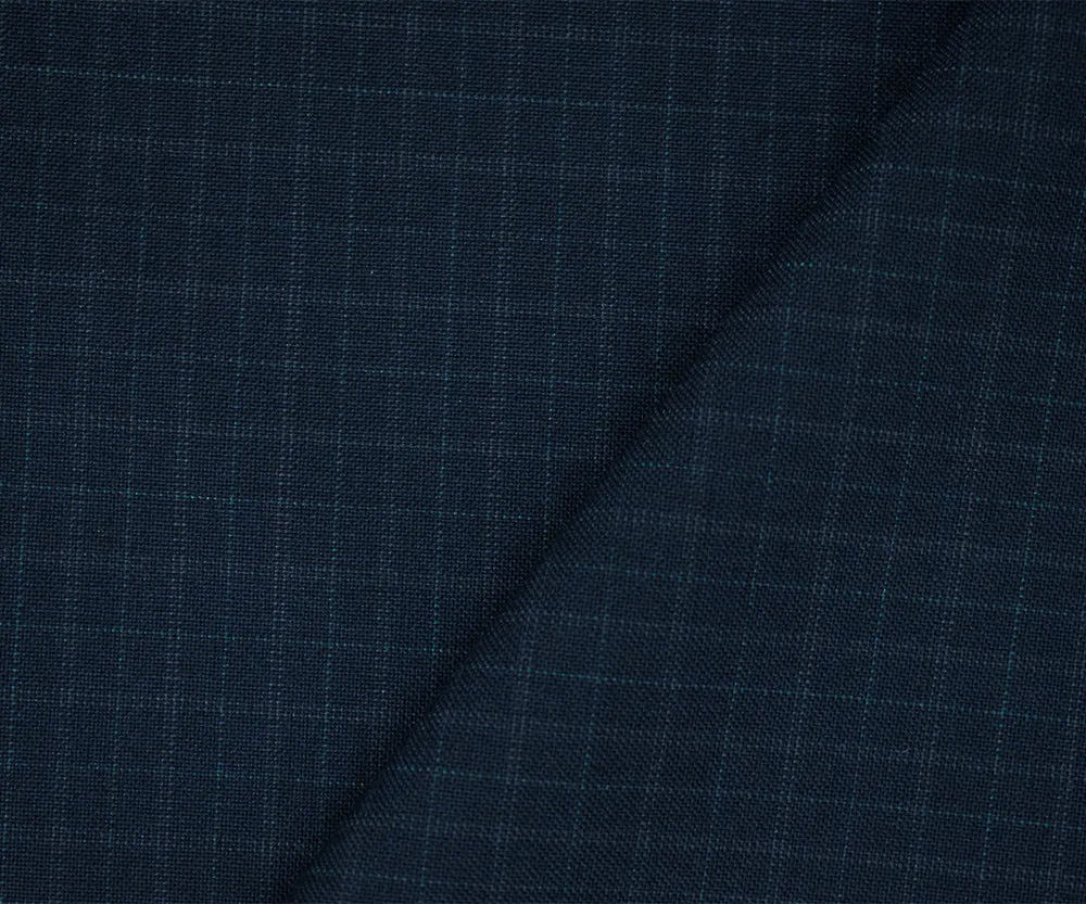 Black-Gray-Green Wool-Polyester Check Plaid Pattern Woven Shirting Fabric