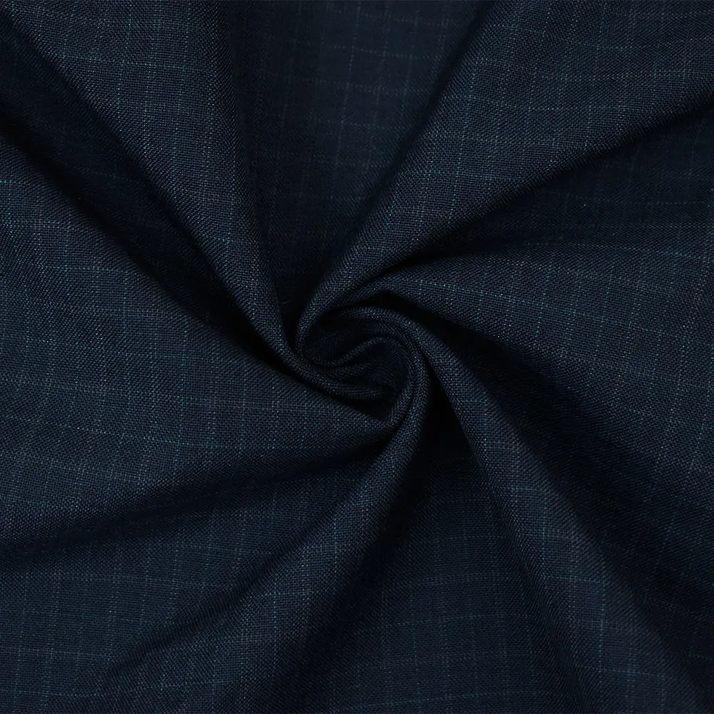 Black-Gray-Green Wool-Polyester Check Plaid Pattern Woven Shirting Fabric