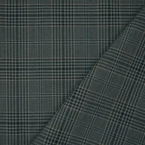 Black-Gray-Multi Wool Polyester Plaid Woven Shirting Fabric