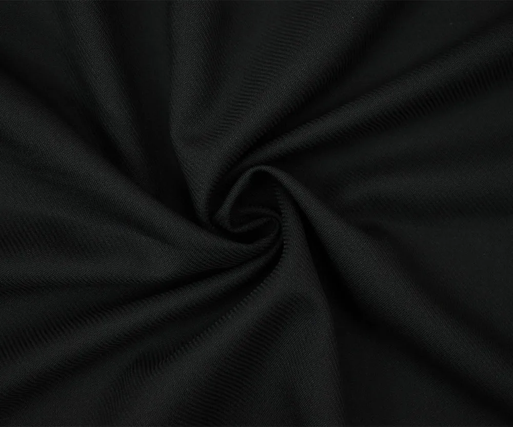 Black Tropical Poly Wool Twill Suiting Woven Fabric