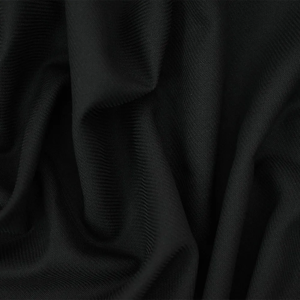 Black Tropical Poly Wool Twill Suiting Woven Fabric