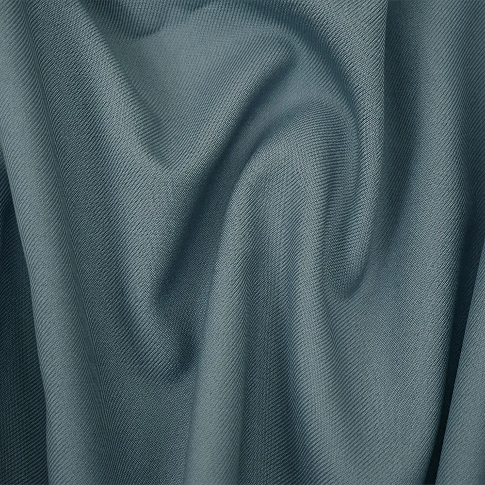 Blue Poly Wool Twill Woven Suiting Fabric