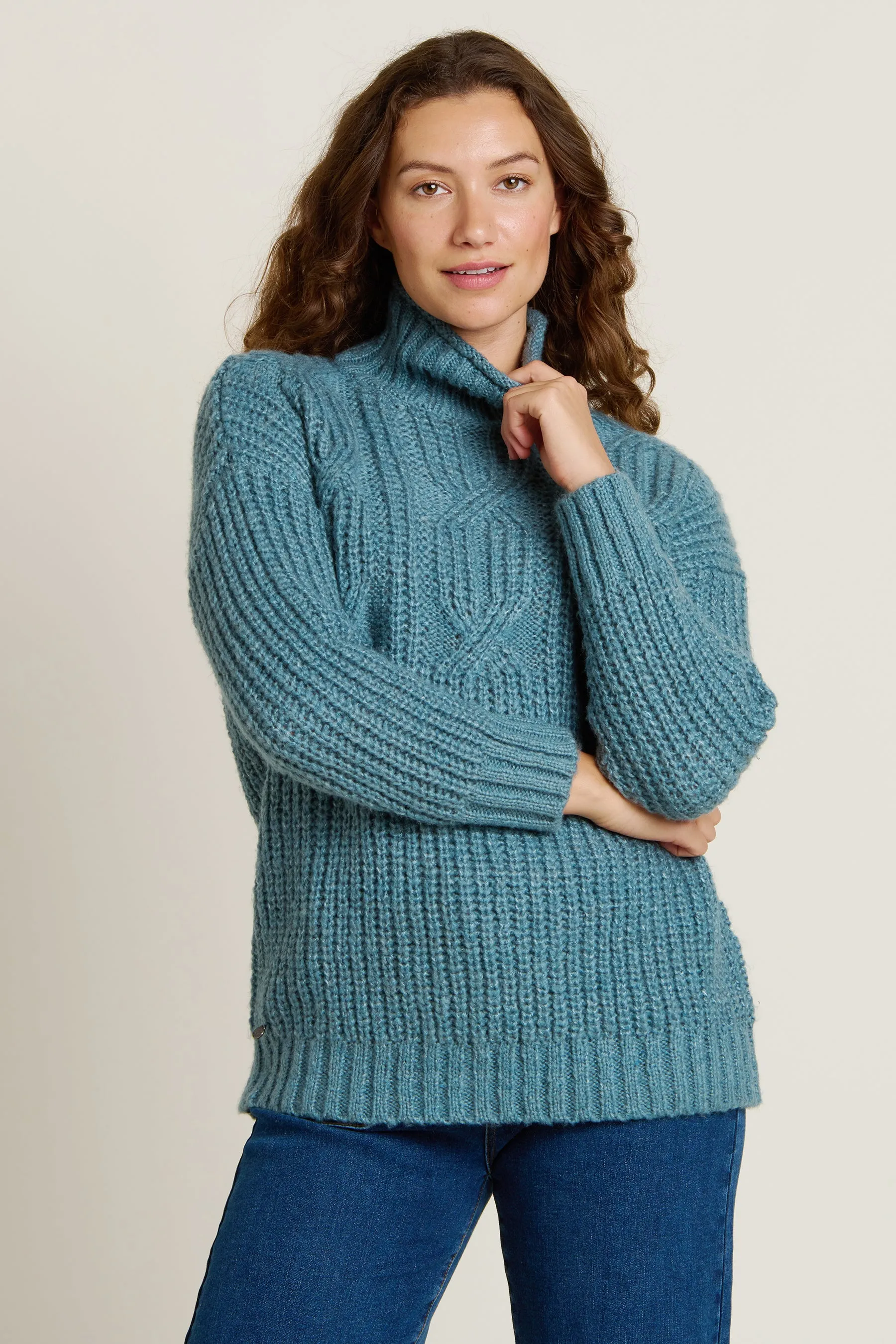 Cable Knitted Roll Neck