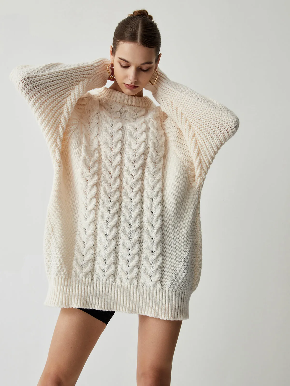 Chunky Cable Graceful Knit Oversized Sweater