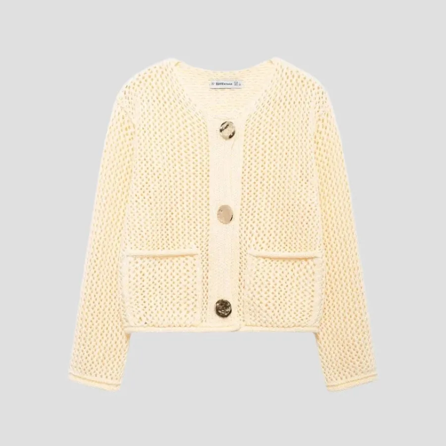 Chunky Knit Gold Button Cardigans