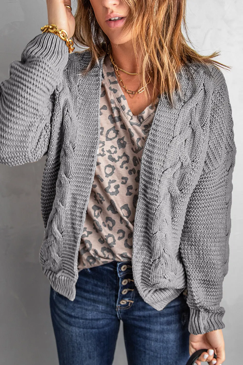 Chunky Wide Long Sleeve Knit Cardigan