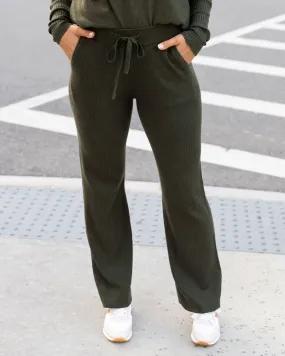 Classic & Cozy Winter Moss Ribbed Sweater Pants