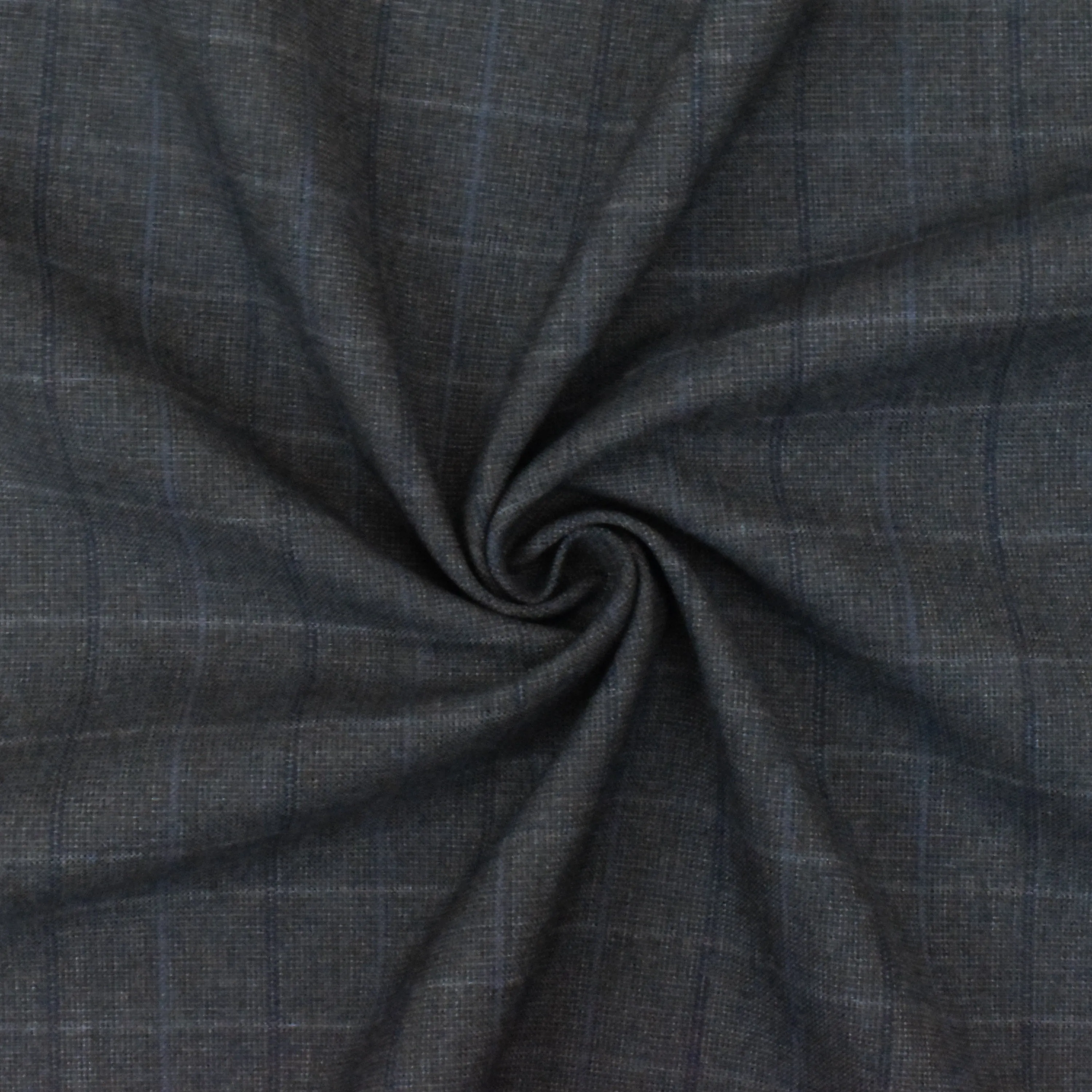 Cool Gray-Blue-Multi Check Wool-Poly Woven Suiting Fabric