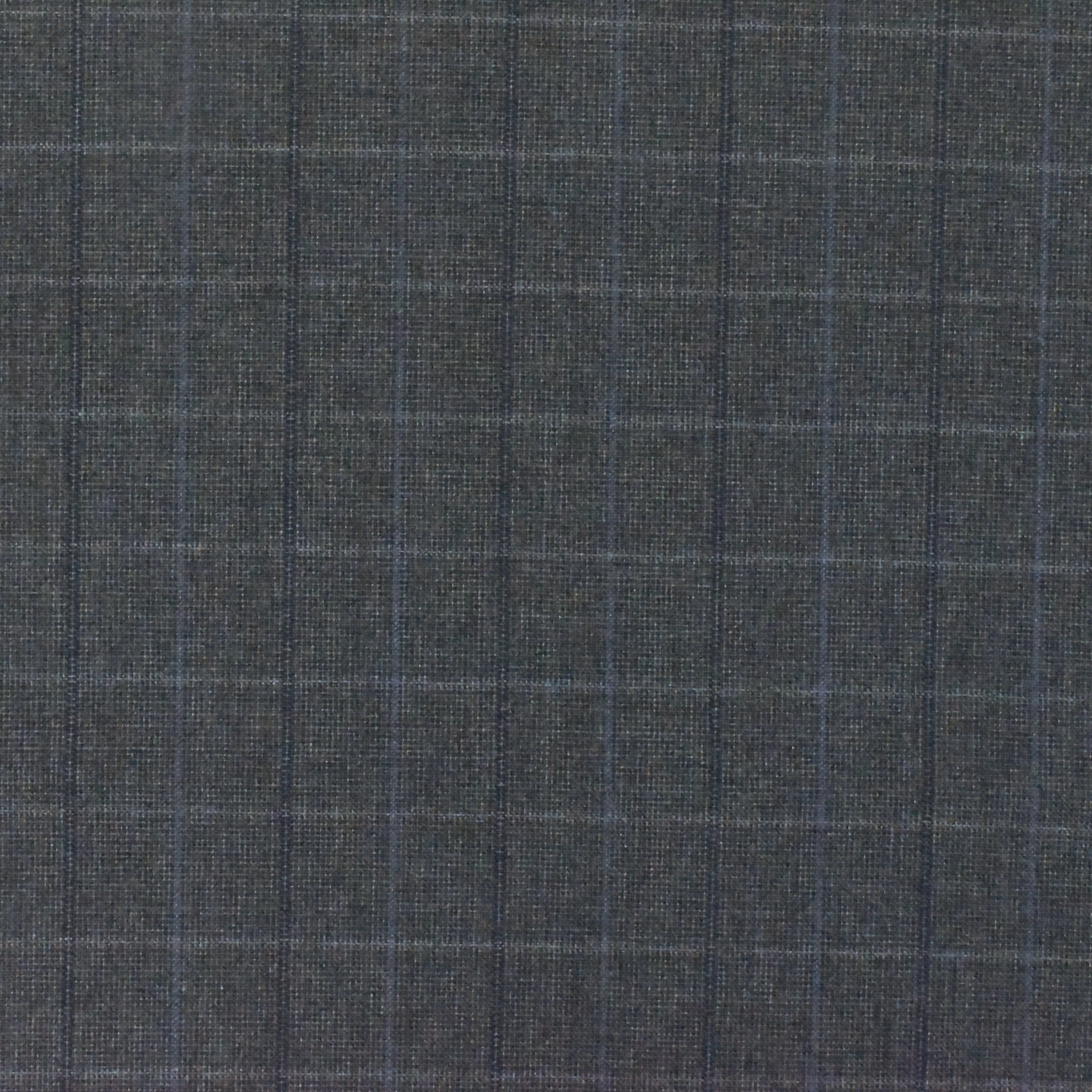 Cool Gray-Blue-Multi Check Wool-Poly Woven Suiting Fabric