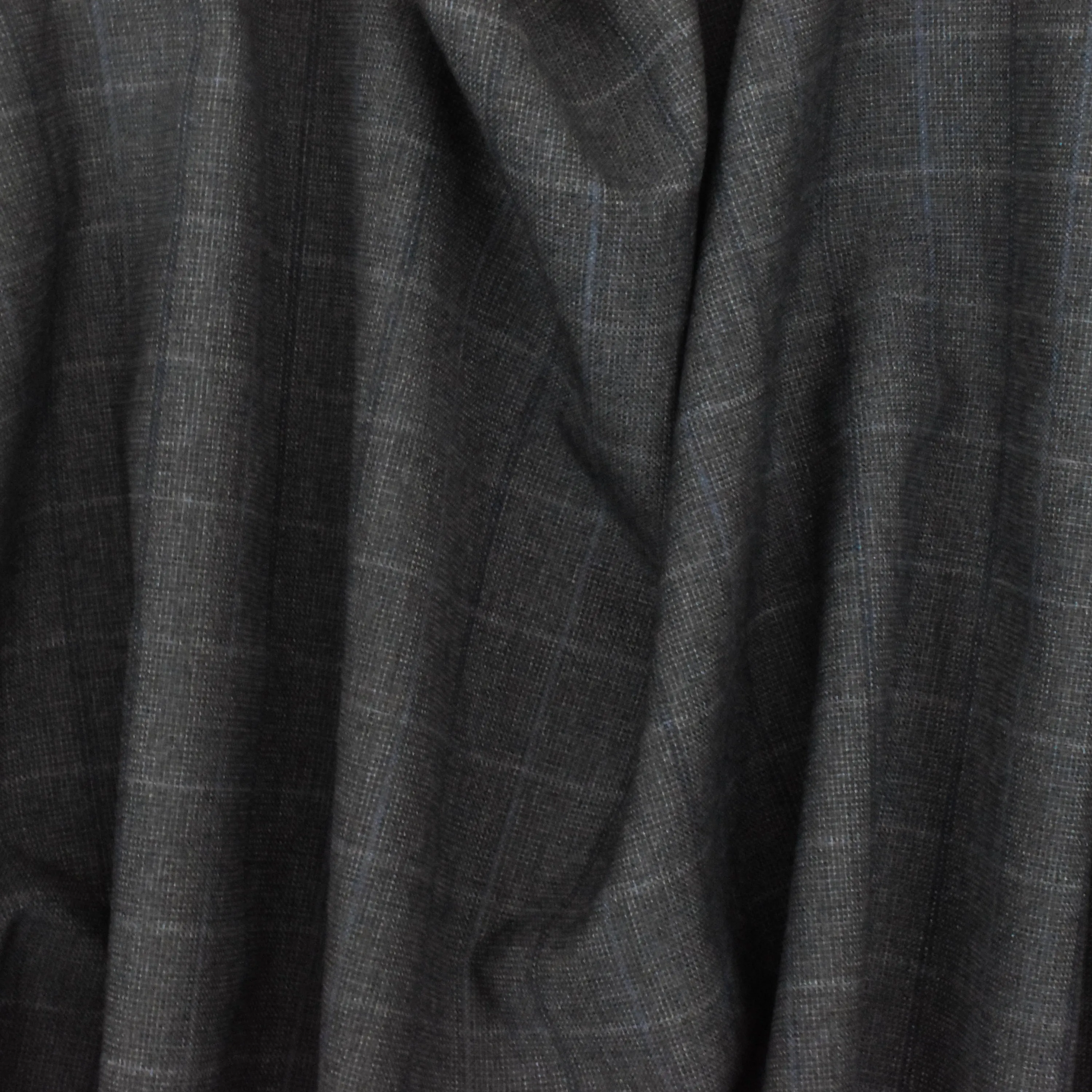 Cool Gray-Blue-Multi Check Wool-Poly Woven Suiting Fabric