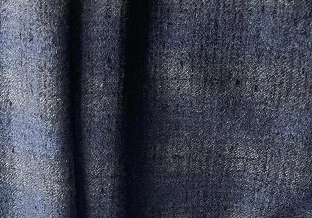 Couture Semi-Sheer Somber Shadow Grey & Medieval Navy Wool Bouclé (Made in Italy)