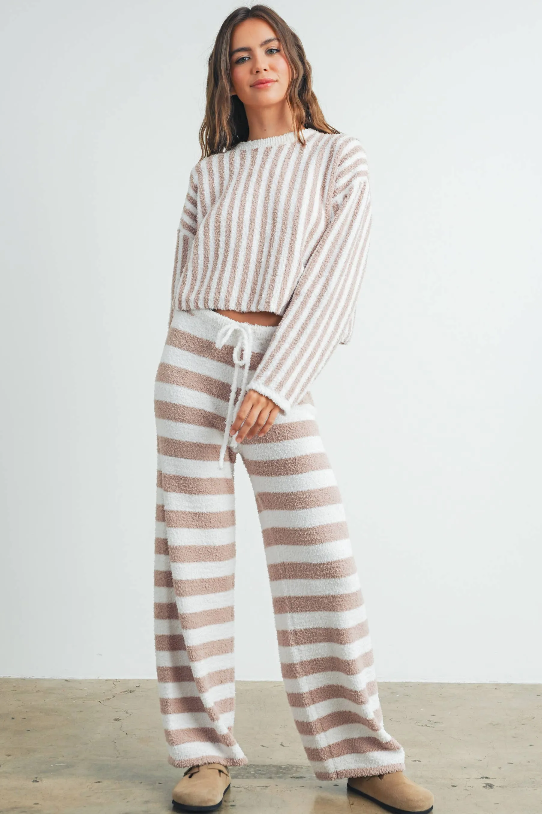 Cozy Striped Drawstring Pants