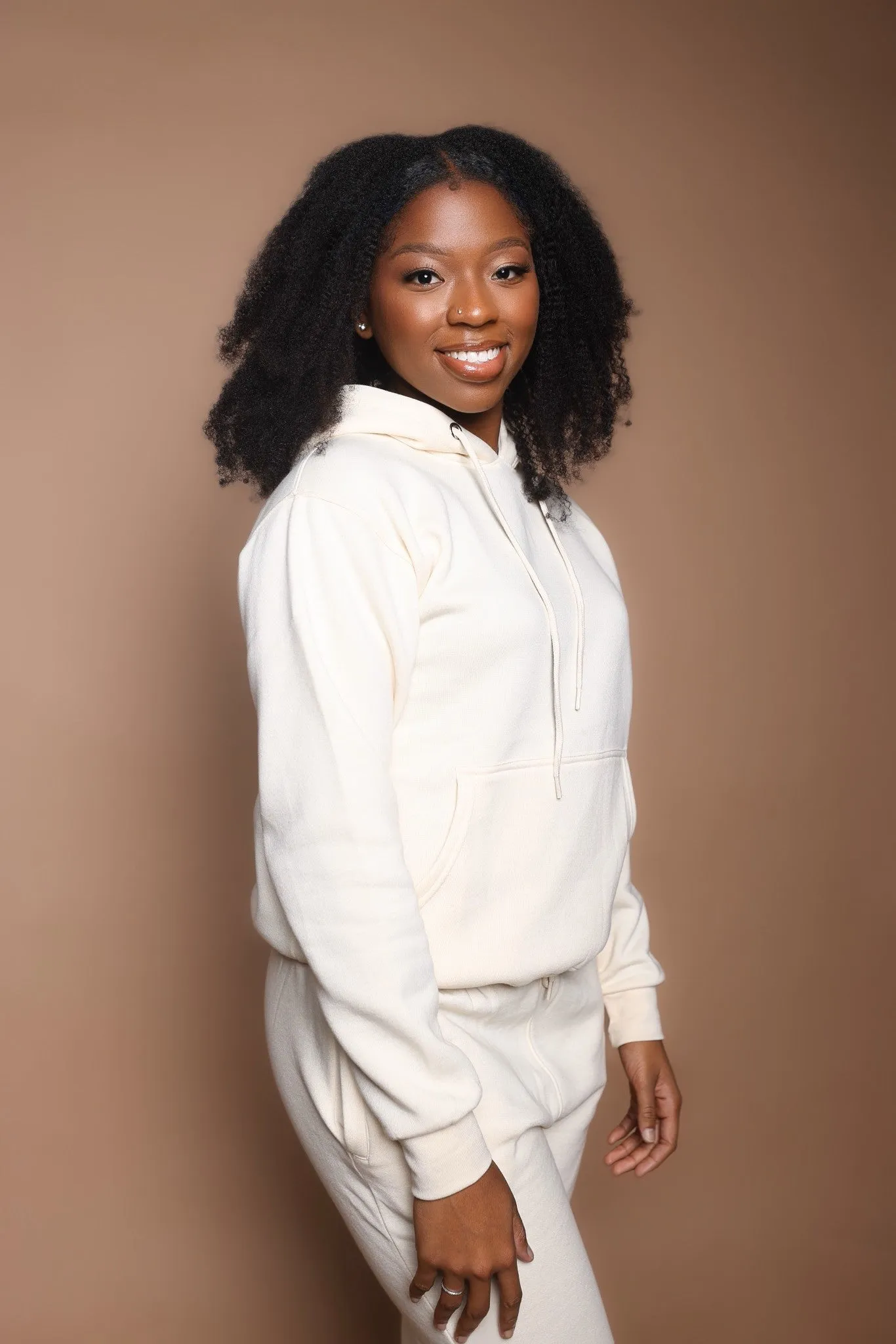 Cream Hoodie and Cuffed Joggers