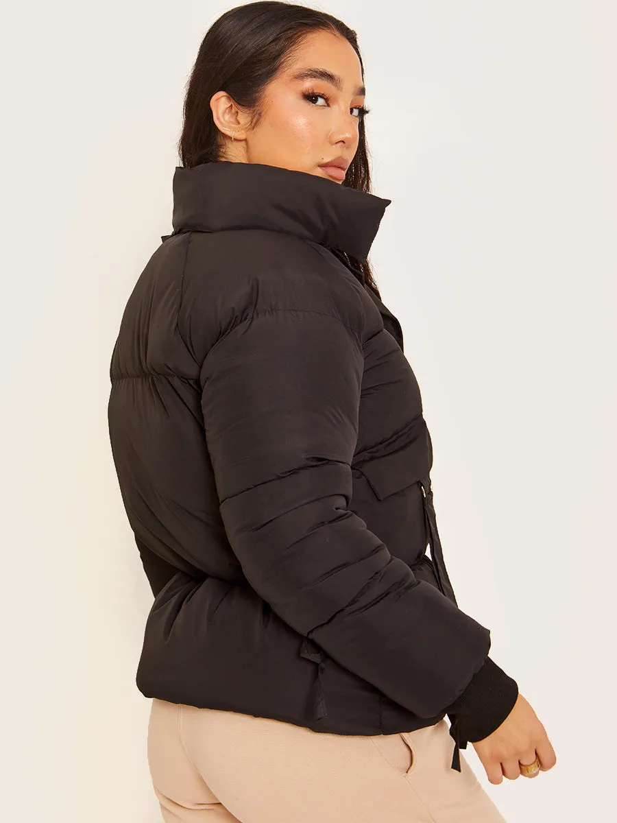 D-Ring Tape Pockets Padded Puffer Jacket