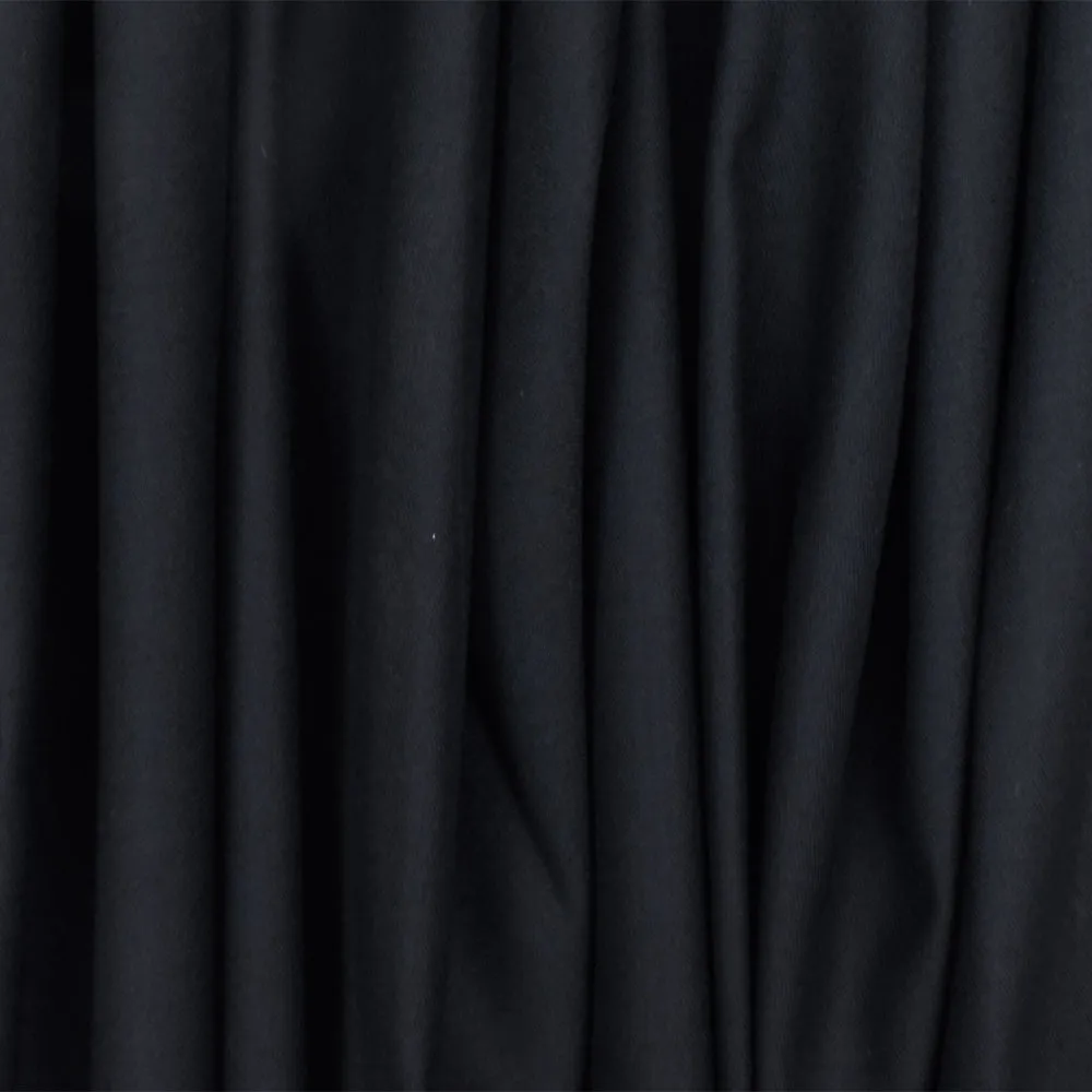 Dark Navy Blue Solid Wool-Poly Twill Woven Suiting Fabric