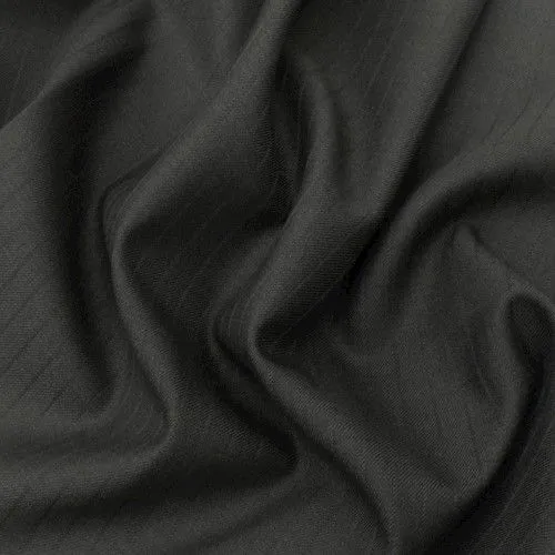 Deep Gray/Black Pin Stripe Wool Blend Twill Suiting Fabric