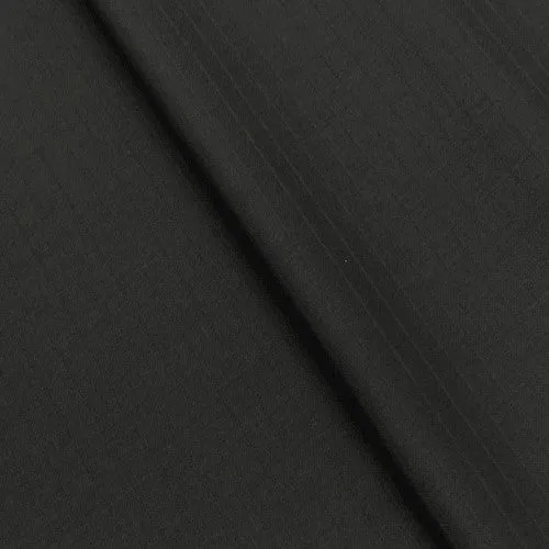 Deep Gray/Black Pin Stripe Wool Blend Twill Suiting Fabric