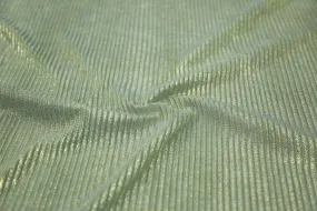 Golden Foil on Aqua Blue Pleated Foil Knit Fabric