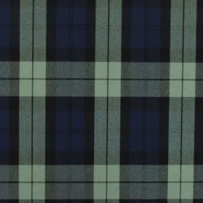 Gray-Blue-Black Plaid Wool-Poly Twill Woven Suiting fabric