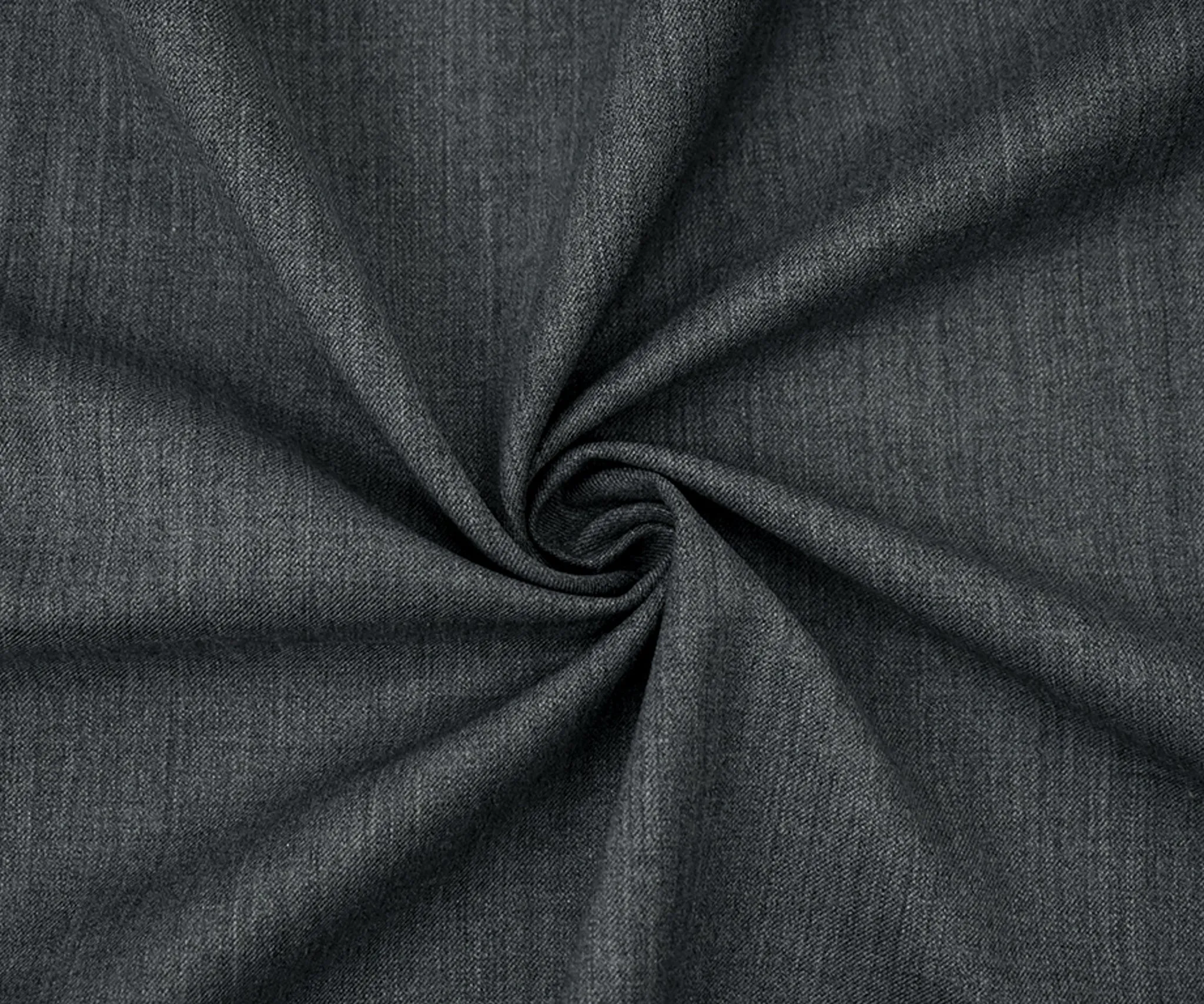 Gray-Deep Gray Poly-Wool Twill Texture Woven Suiting Fabric