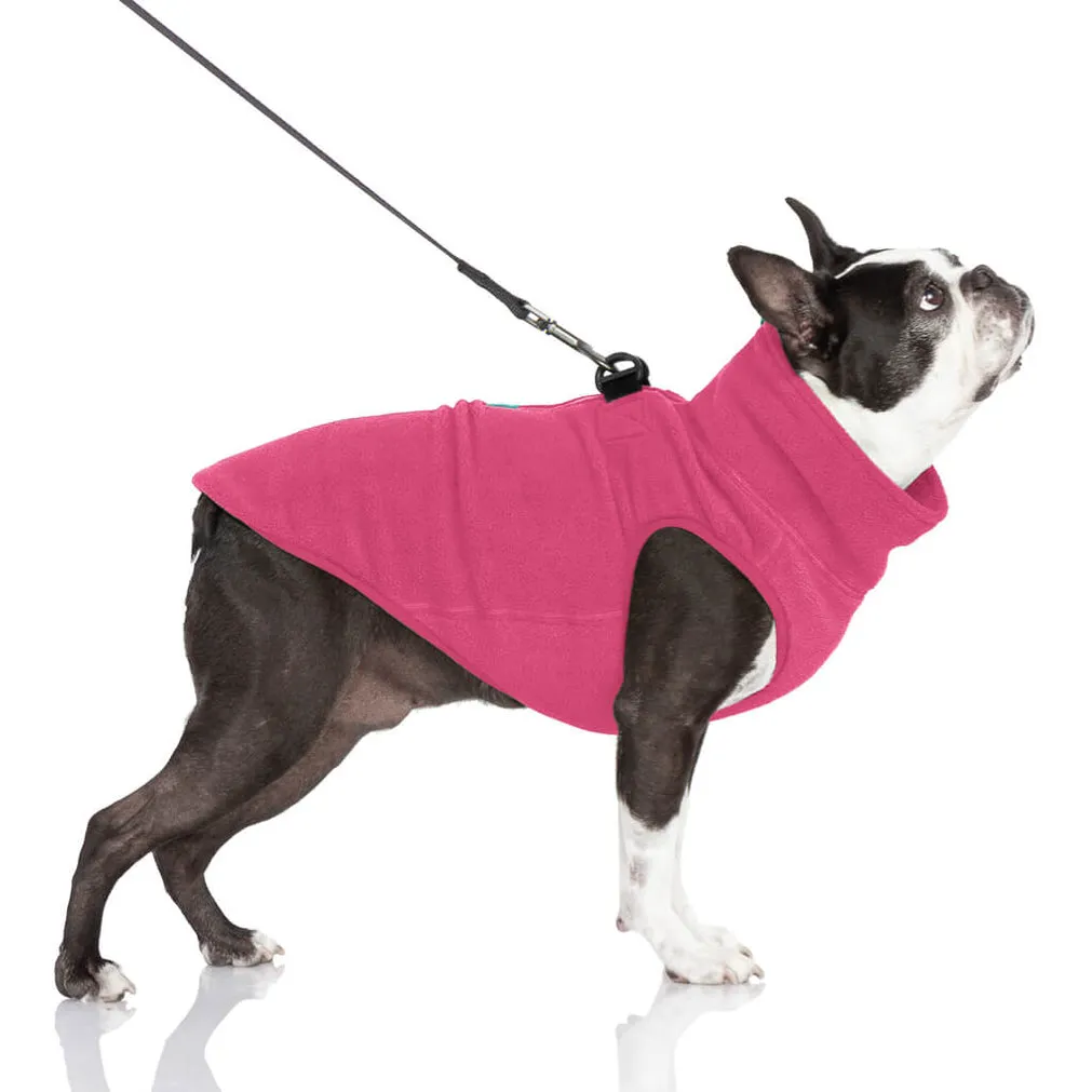 half zip-up fleece vest - pink