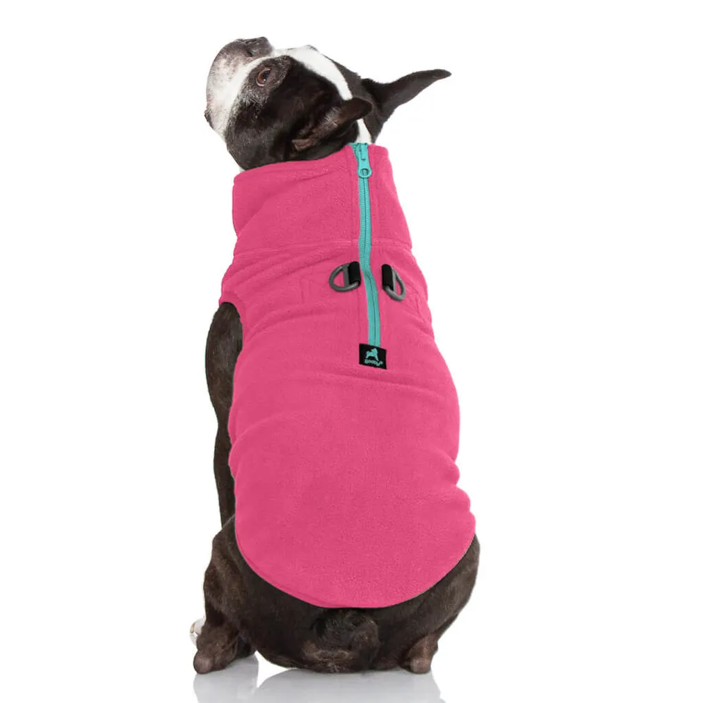 half zip-up fleece vest - pink