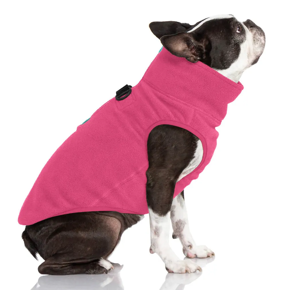 half zip-up fleece vest - pink