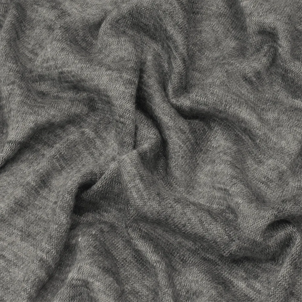 Heather Winter Gray Stretch Poly-Wool Jersey Knit Fabric