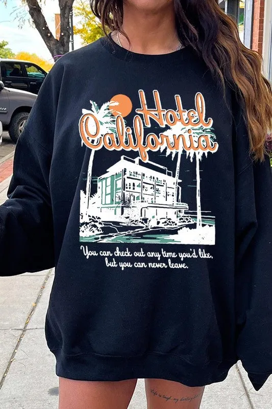 Hotel California Beach Graphic Fleece Sweatshirts