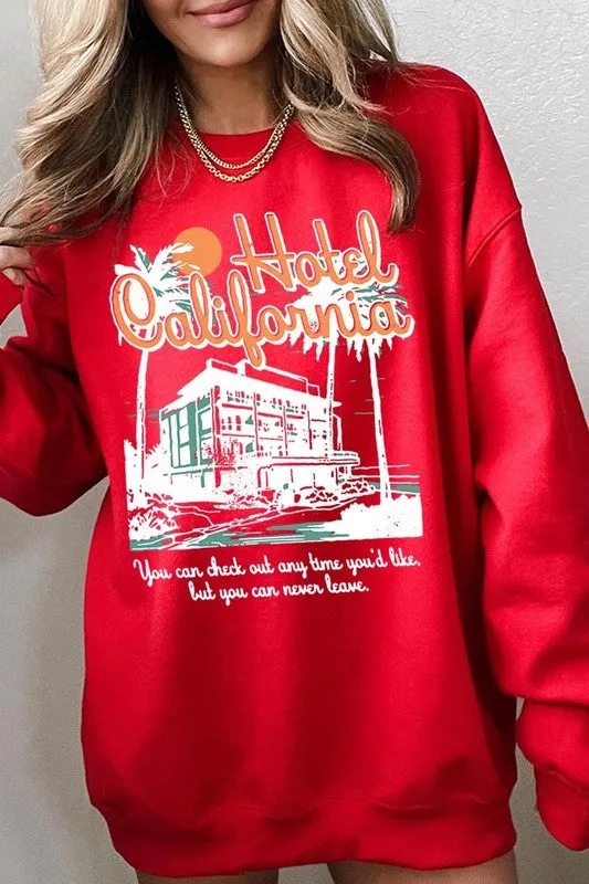 Hotel California Beach Graphic Fleece Sweatshirts