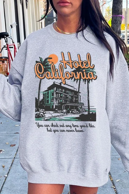 Hotel California Beach Graphic Fleece Sweatshirts