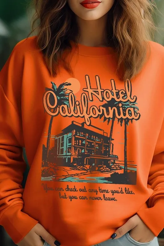 Hotel California Beach Graphic Fleece Sweatshirts