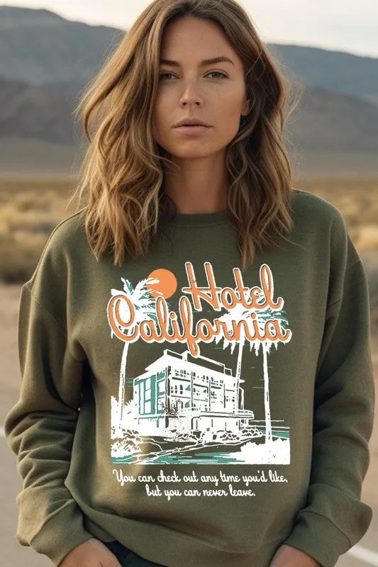 Hotel California Beach Graphic Fleece Sweatshirts