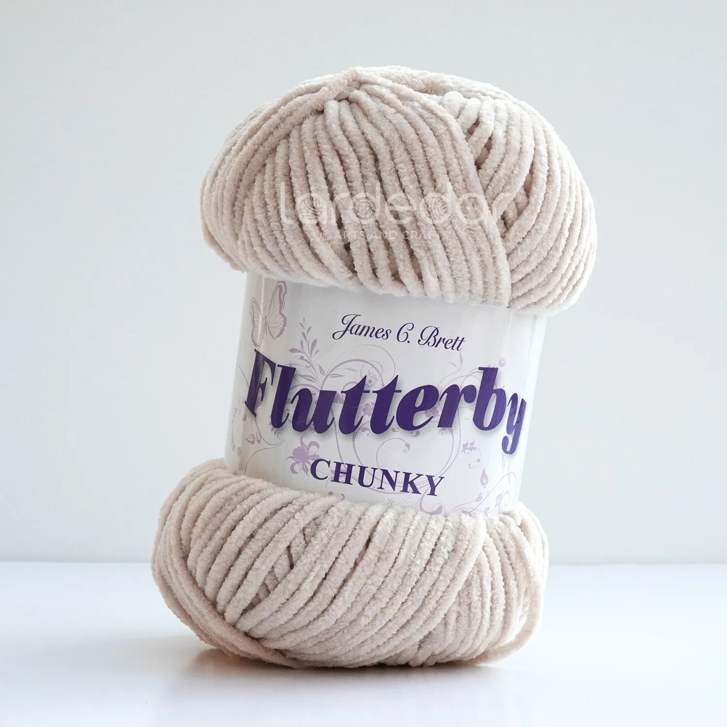 James C Brett Flutterby Chunky - B28 - Fawn - 100g Chenille Plush