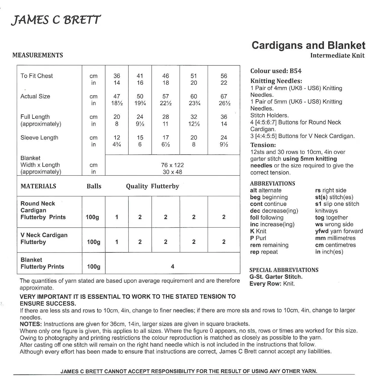 James C Brett  Knitting Pattern JB881 - Cardigans & Blanket Knitted With Flutterby Chunky Yarn