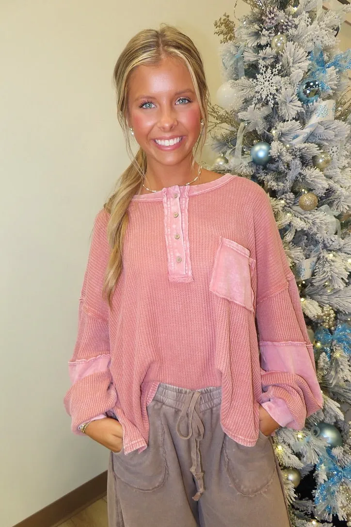 Keep It Cozy Thermal Top Pink