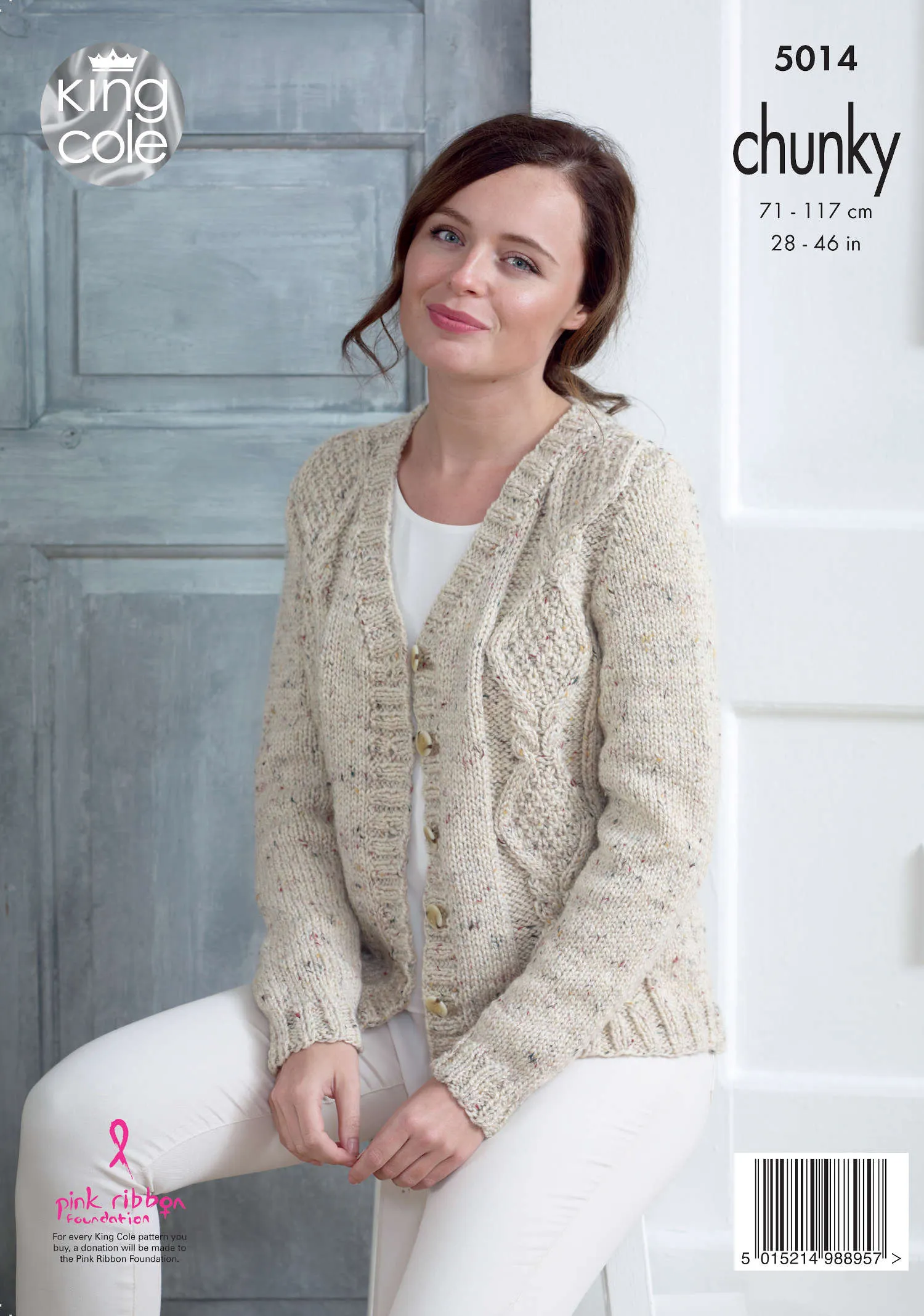 King Cole 5014 Chunky Knitting Pattern - Ladies Cardigans (28-46in)