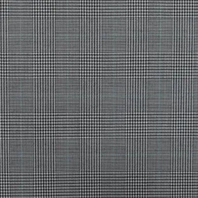 Light Gray-Black-Green Glen Plaid Wool-Poly Twill Woven Suiting Fabric