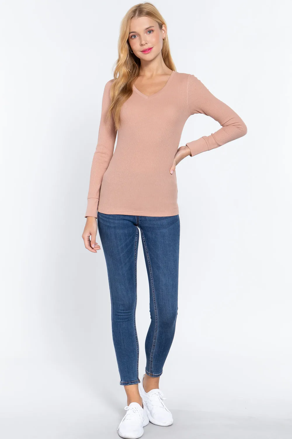 Long Slv V-neck Thermal Top