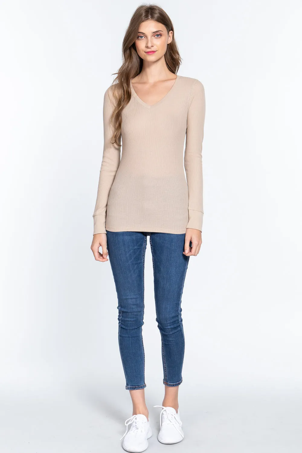 Long Slv V-neck Thermal Top