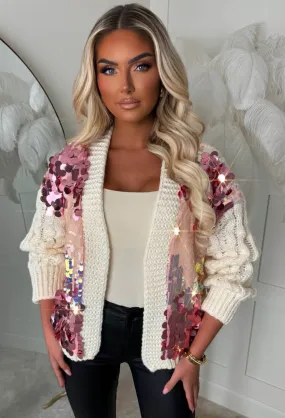 Luxe Feeling Cream Sequin Cardigan