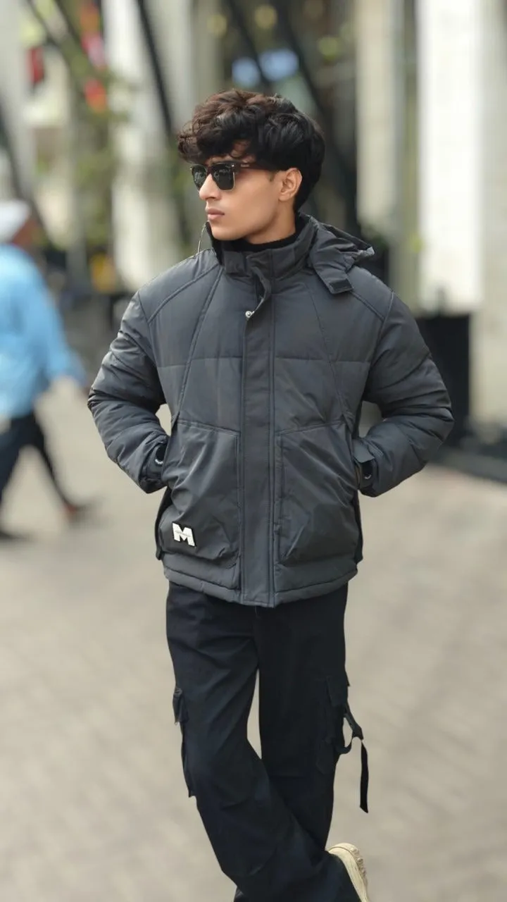 Men's gray "M" imported puffer jacket